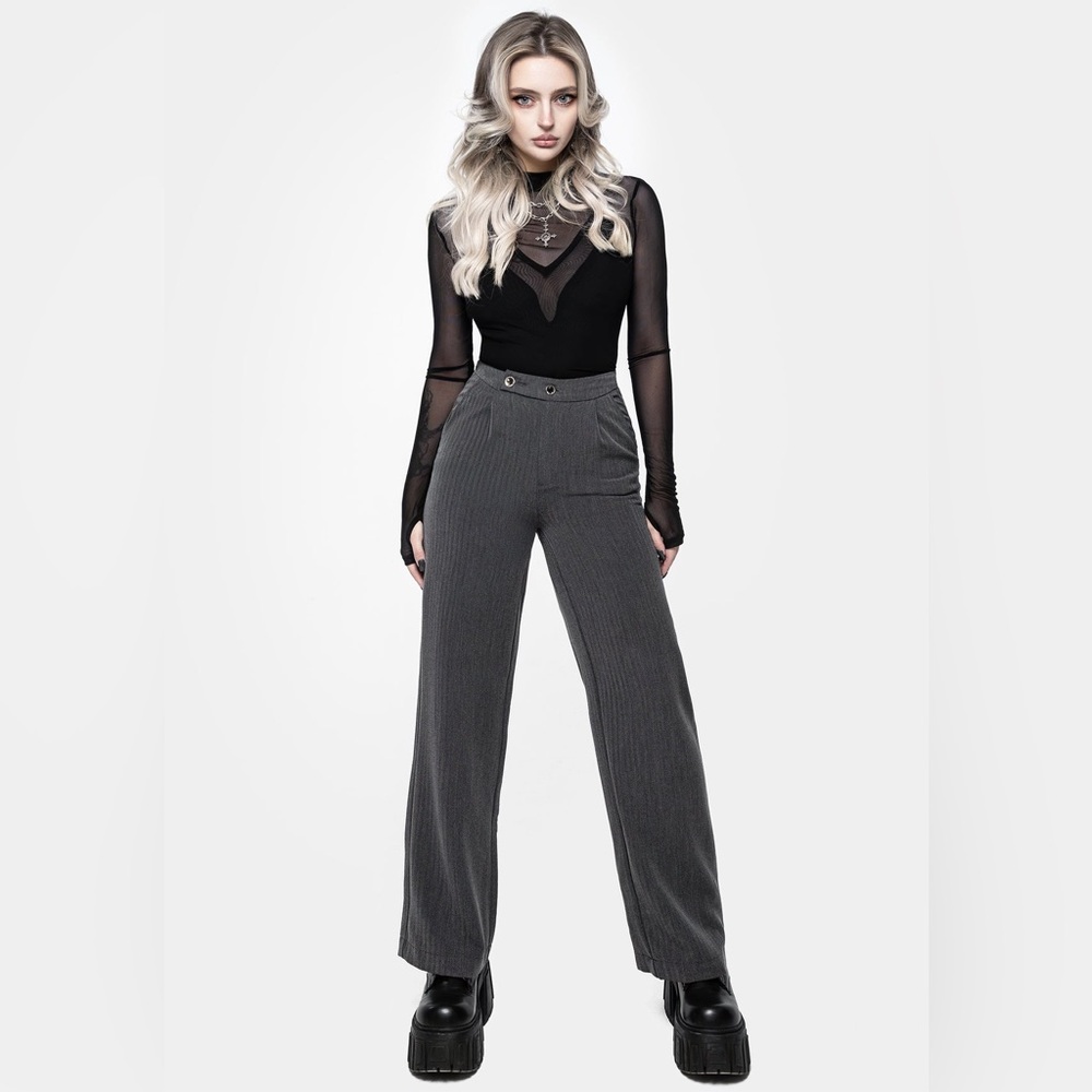 Disturbia Moonage Herringbone Tailored Trousers - Grey, size US 10/UK 14